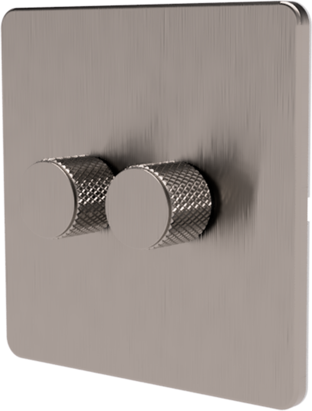 2-Gang Chrome dimmer with chrome knobs - alternative view