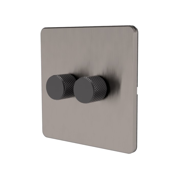 Samotech 2-way rotary dimmer switch, chrome plate, grey knob, 2-gang